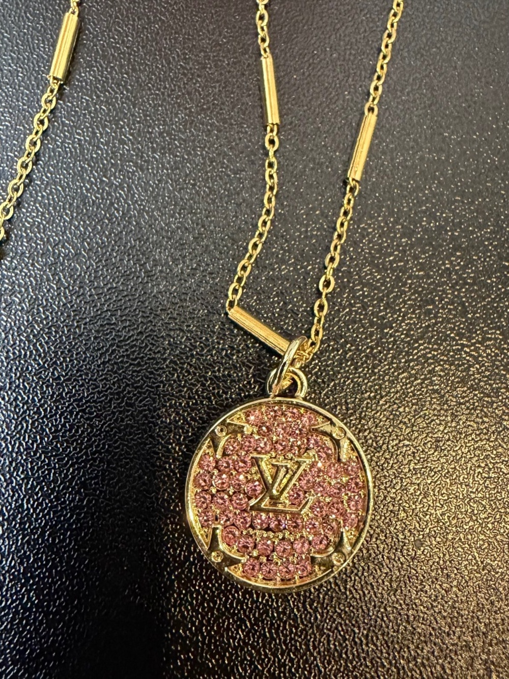 18 inch gold plated stainless steel necklace with upcycled charm